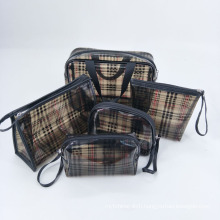 New scottish clear pvc zippered organizer travel cosmetic bag with handle